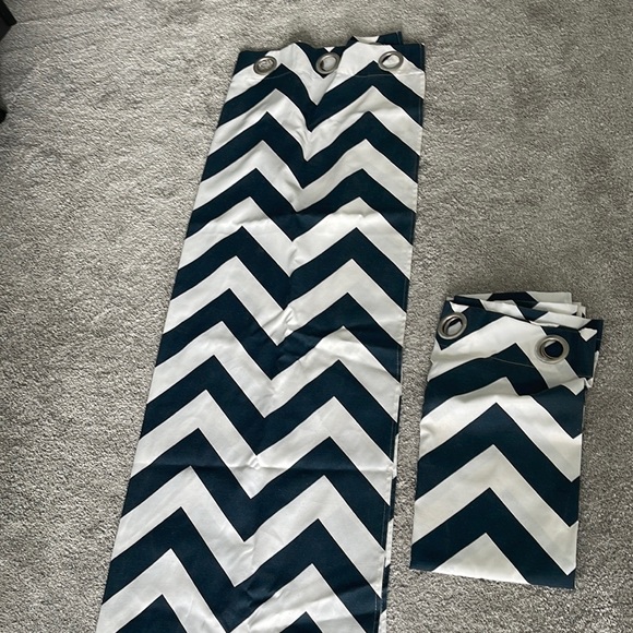 Navy and White Chevron Curtains - Picture 1 of 1